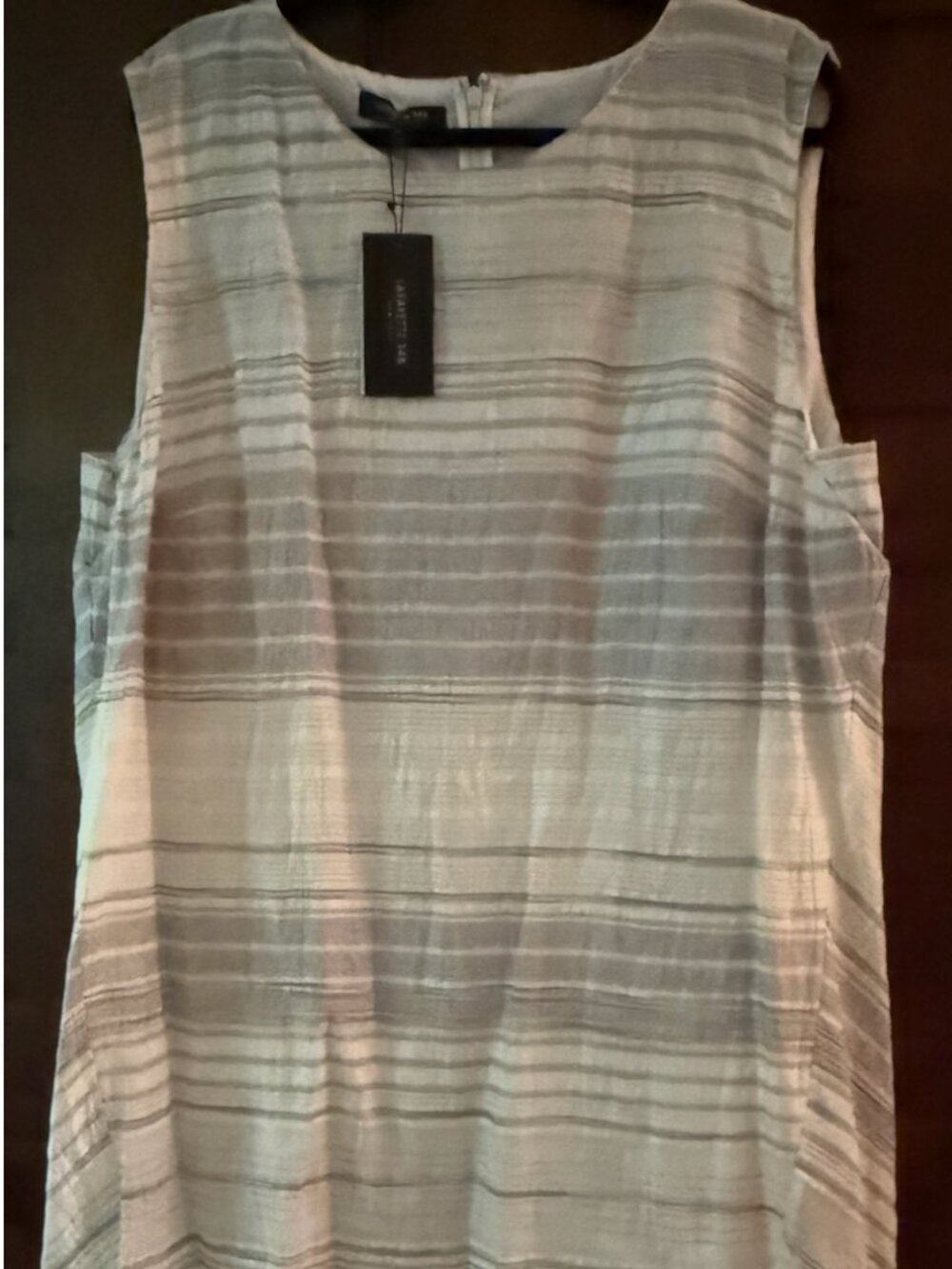 Lafayette 148 striped asymetrical dress linen blend plus sized